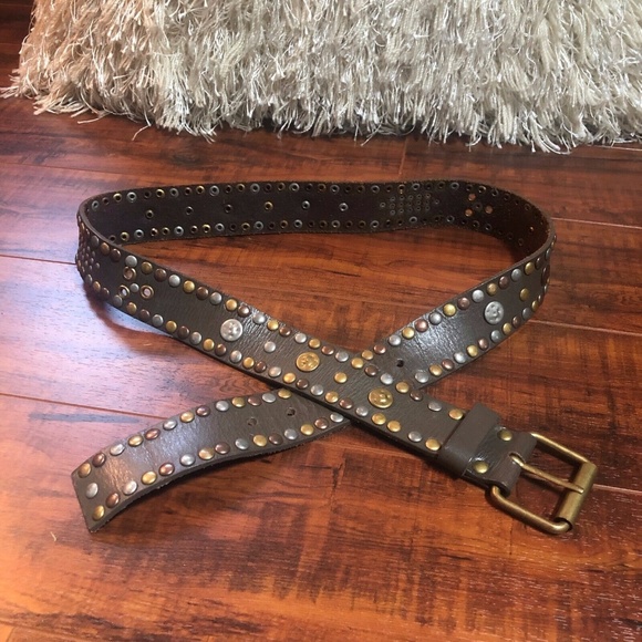 VINTAGE 1980'S STUDDED LEATHER BELT - Picture 1 of 4